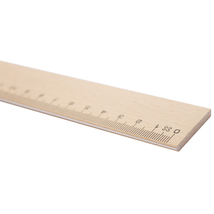 Wooden ruler with aluminum edge