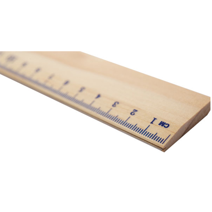 Wooden ruler, bevel edge with single stainless steel edge