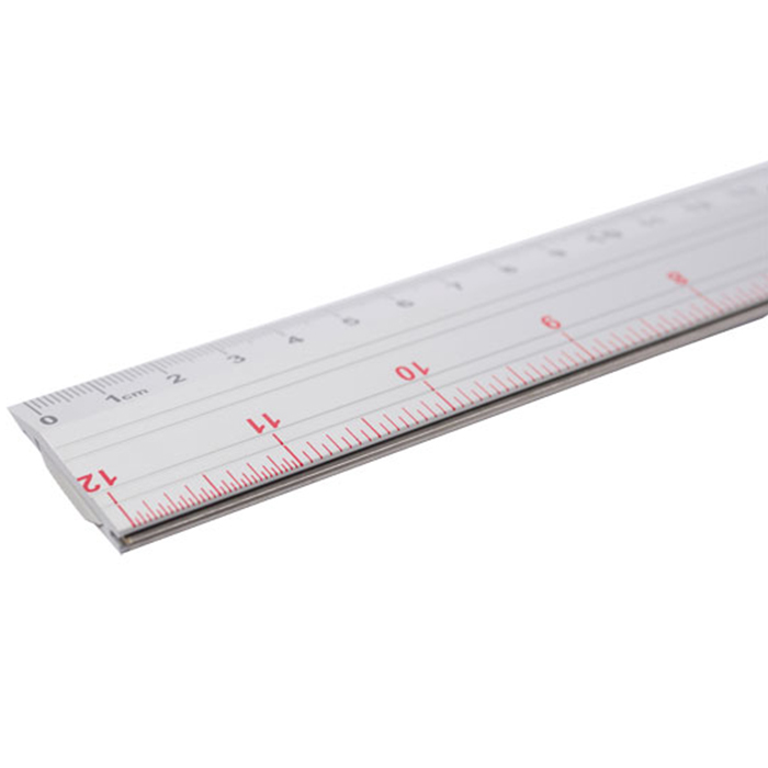 Aluminum cutting ruler with steel insert, PVC on back